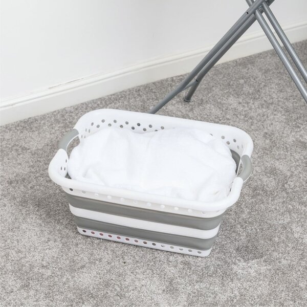 Cesto portabiancheria in plastica bianco-grigio 40 l - Addis
