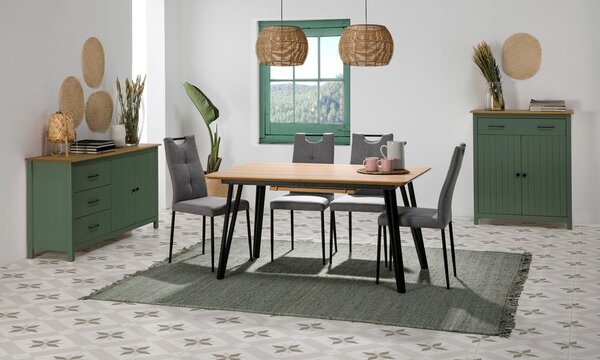 Cassettiera alta in legno di pino di colore verde-naturale 90x110 cm Miranda - Marckeric