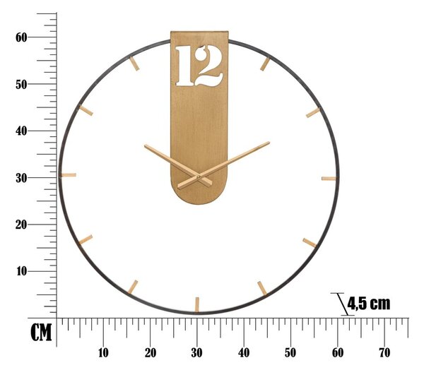 Orologio da parete nero con dettagli dorati Goldy, ø 60 cm - Mauro Ferretti
