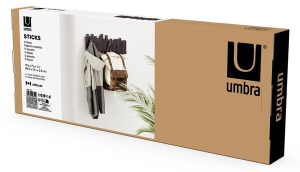 Appendiabiti da parete in plastica marrone scuro Sticks - Umbra