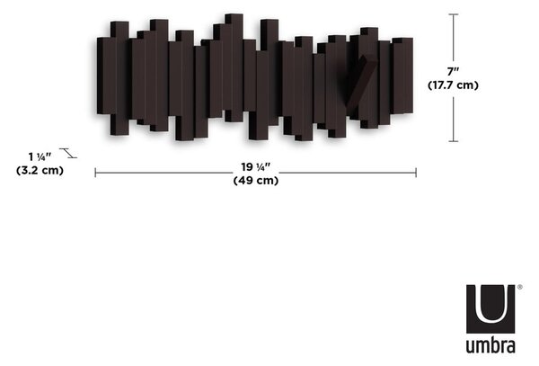 Appendiabiti da parete in plastica marrone scuro Sticks - Umbra