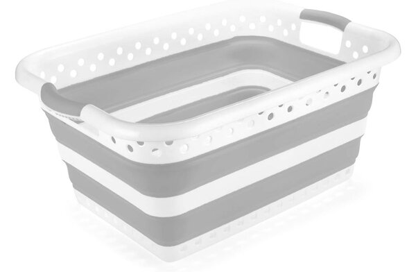 Cesto portabiancheria in plastica bianco-grigio 40 l - Addis
