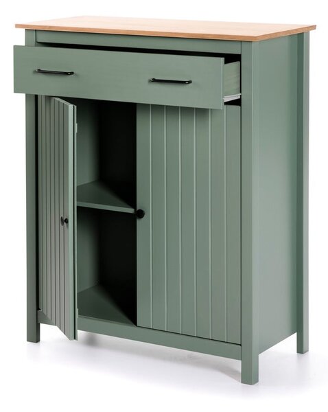 Cassettiera alta in legno di pino di colore verde-naturale 90x110 cm Miranda - Marckeric