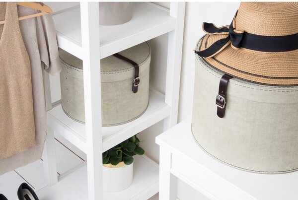 Scatole in set con coperchio beige in cartone 2 pz ø 37,5x25 cm Rut Canvas Paper Laminate – Bigso