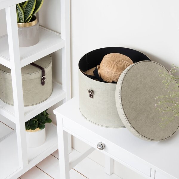 Scatole in set con coperchio beige in cartone 2 pz ø 37,5x25 cm Rut Canvas Paper Laminate – Bigso