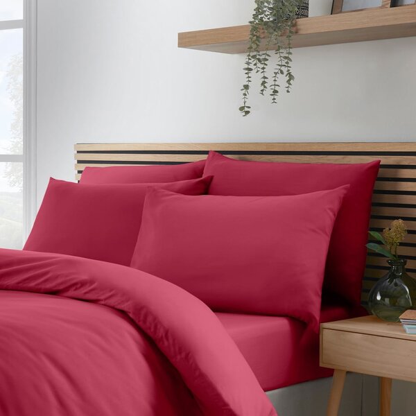 Set copripiumino e federa rosa scuro per letto matrimoniale e per letto esteso 260x220 cm So Soft Non-Iron – Catherine Lansfield