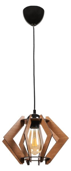 Lampada da soffitto nera con paralume in legno - Squid Lighting