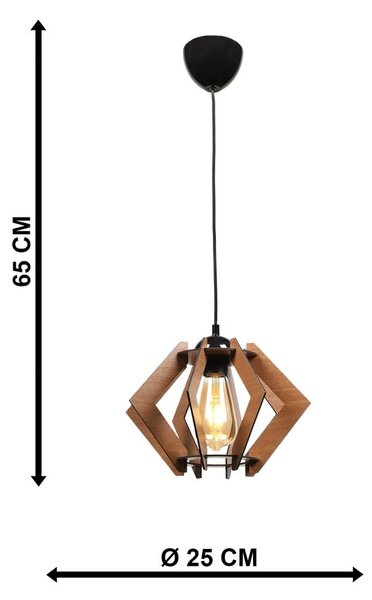 Lampada da soffitto nera con paralume in legno - Squid Lighting