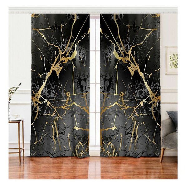 Tende in nero e oro in set di 2 140x260 cm - Mila Home