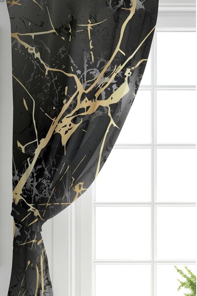 Tende in nero e oro in set di 2 140x260 cm - Mila Home