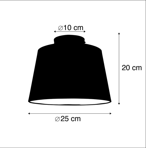 Plafoniera con paralume in cotone nero con oro 25 cm - Combi Black