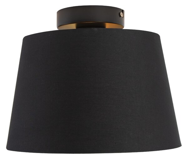 Plafoniera con paralume in cotone nero con oro 25 cm - Combi Black