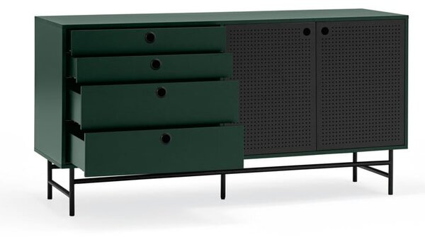 Cassettiera nero-verde , larghezza 150 cm Punto - Teulat