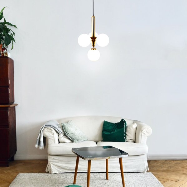 Lampada a sospensione di colore oro, altezza 120 cm Musa - SULION