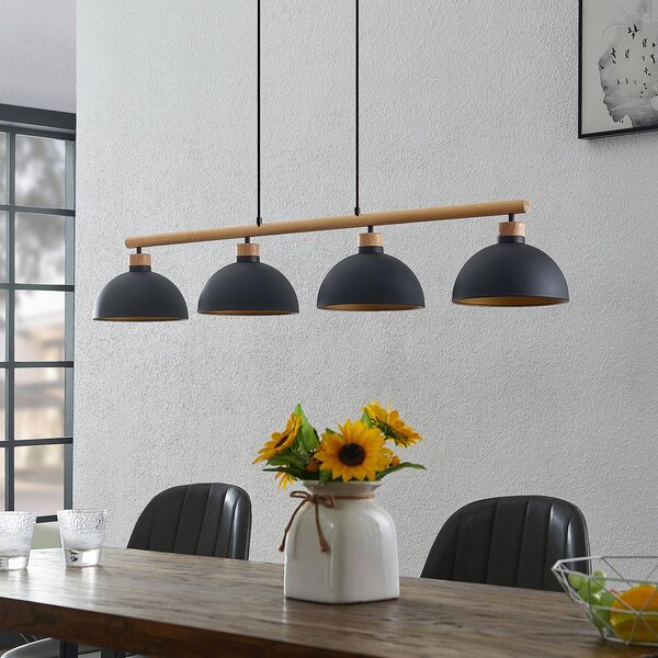Lampada a sospensione Tirzana Lindby, dimmerabile, Nero, Soggiorno / Sala da pranzo, Metallo, Vintage, Lampada a sospensione