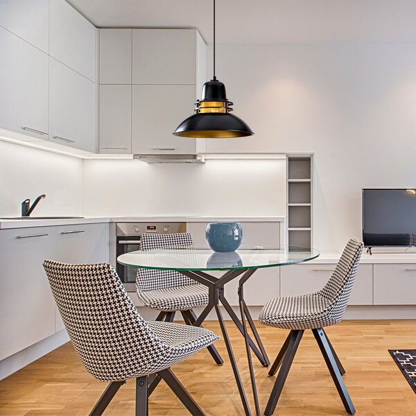 Lampadario nero con paralume in metallo ø 34 cm Tovar – Opviq lights