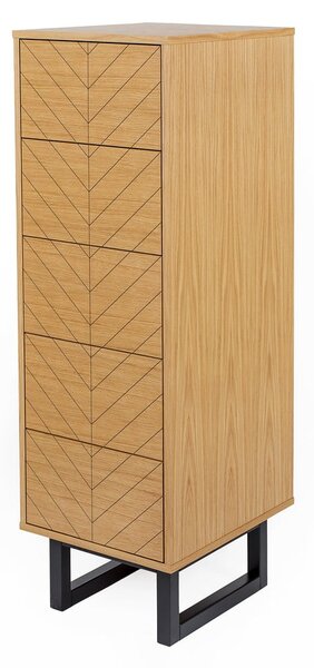Cassettiera in rovere decorato, 40 x 123 cm Camden Herringbone - Woodman