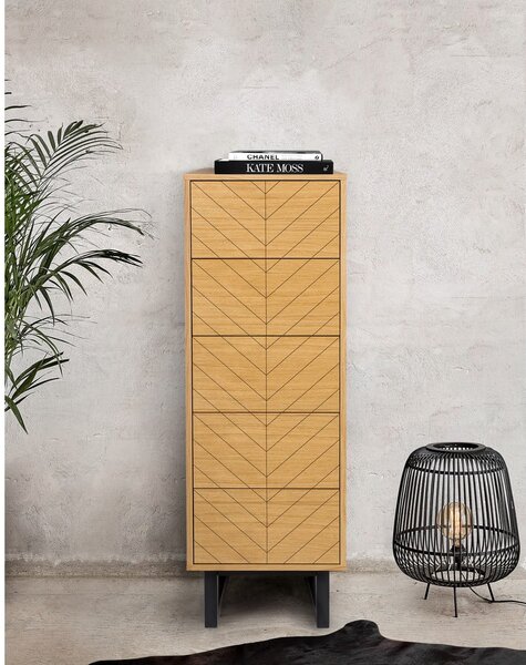 Cassettiera in rovere decorato, 40 x 123 cm Camden Herringbone - Woodman