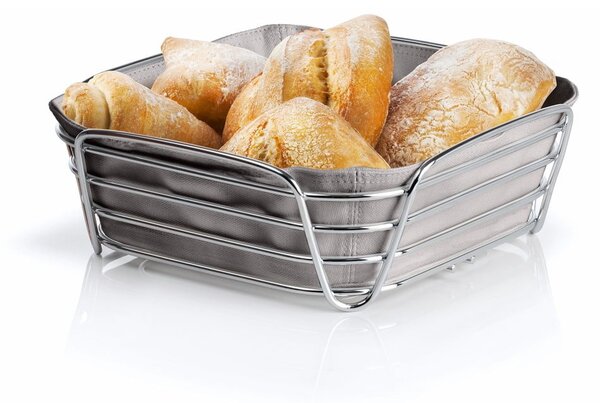 Cestino per il pane grigio con inserto in cotone grigio Delara, larghezza 25 cm - Blomus