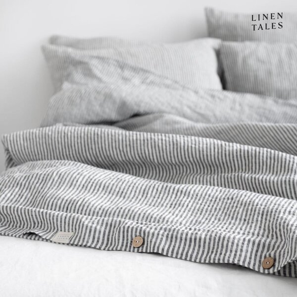 Biancheria da letto in bianco e nero per letto singolo 140x200 cm Thin Black Stripes - Linen Tales