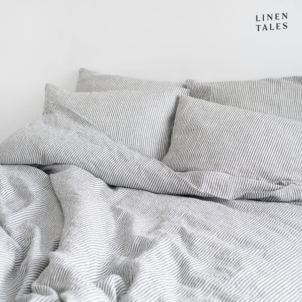 Biancheria da letto in bianco e nero per letto singolo 140x200 cm Thin Black Stripes - Linen Tales