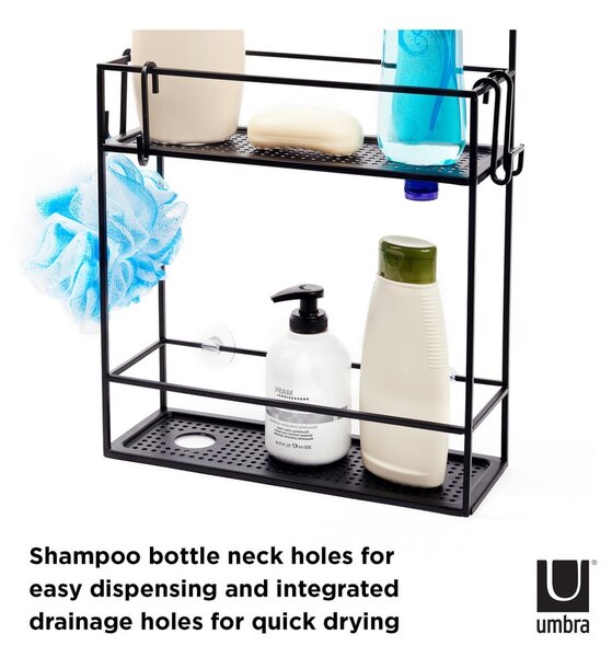 Mensola da bagno in acciaio nero sospesa Cubiko - Umbra