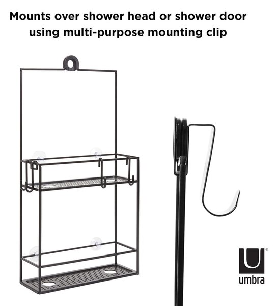 Mensola da bagno in acciaio nero sospesa Cubiko - Umbra