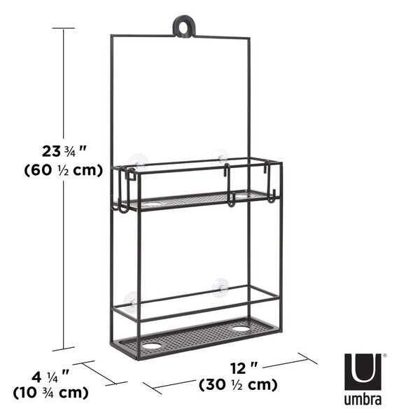 Mensola da bagno in acciaio nero sospesa Cubiko - Umbra