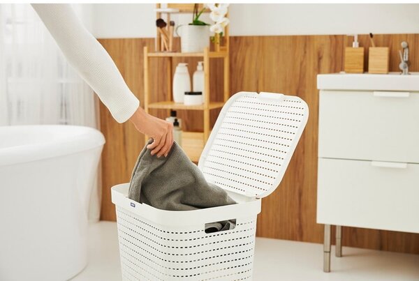 Cesto per biancheria in plastica bianca da 55 l Country - Rotho