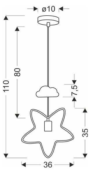 Lampadario per bambini bianco e nero con paralume in metallo Single – Candellux Lighting
