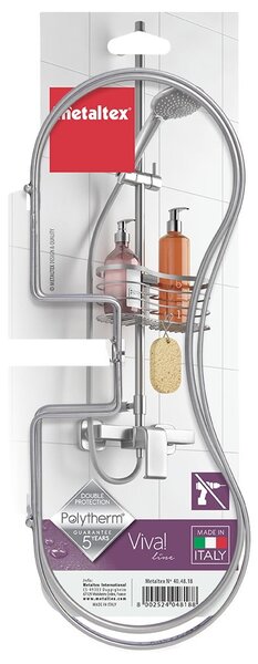 Mensola da bagno in acciaio sospesa in argento Viva! - Metaltex