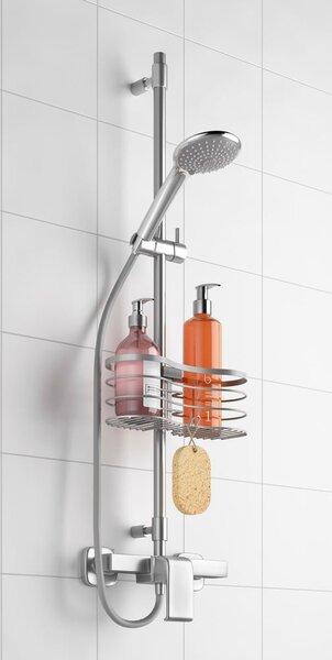Mensola da bagno in acciaio sospesa in argento Viva! - Metaltex