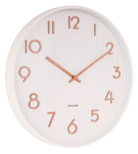 Orologio da parete in legno di tiglio bianco Medium, ø 40 cm Pure - Karlsson