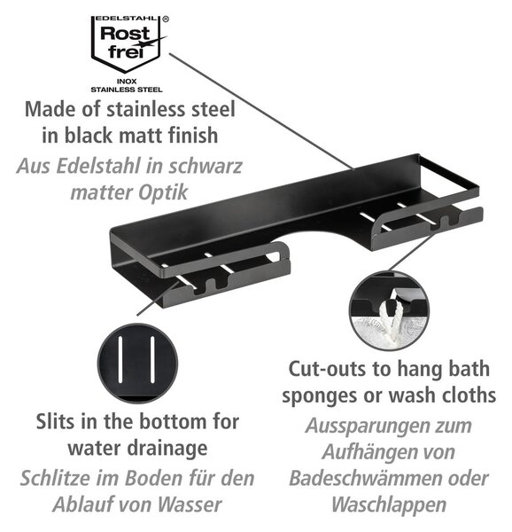 Mensola da bagno autoportante in acciaio inox nero Altarella - Wenko