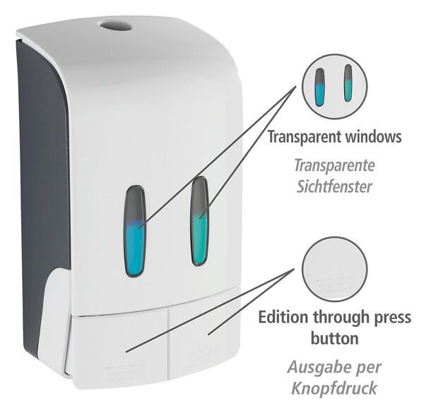 Dispenser di sapone in plastica bianco da parete 0,96 l Tartas - Wenko