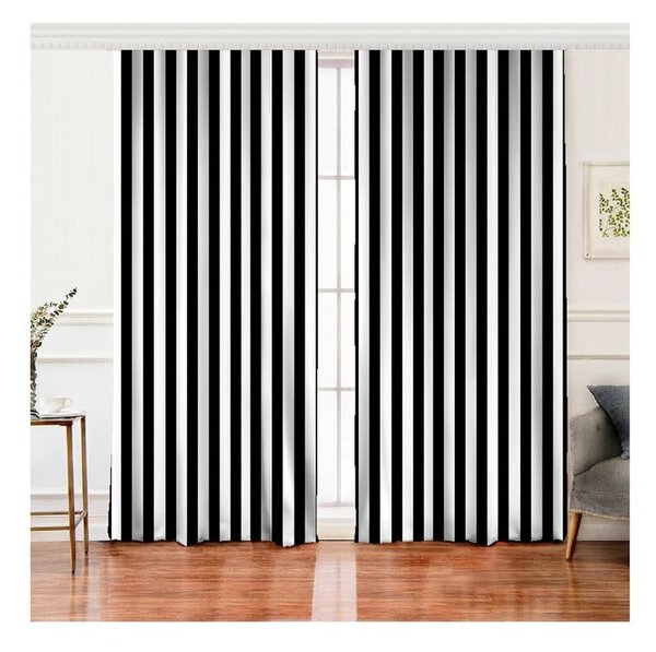 Set di tende bianche e nere 2 pz 140x260 cm - Mila Home