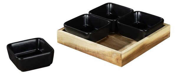 Set di 4 ciotole da portata in ceramica nera con vassoio Elo - Wenko