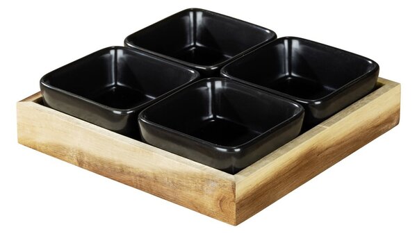 Set di 4 ciotole da portata in ceramica nera con vassoio Elo - Wenko