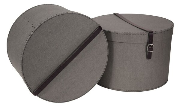 Scatole in set con coperchio grigie in cartone 2 pz ø 37,5x25,5 cm Rut Canvas Paper Laminate – Bigso