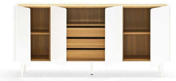 Cassettiera bassa in rovere decorata in bianco e naturale 165x78 cm Arista - Teulat