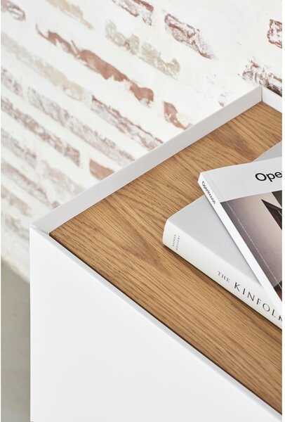 Cassettiera bassa in rovere decorata in bianco e naturale 165x78 cm Arista - Teulat