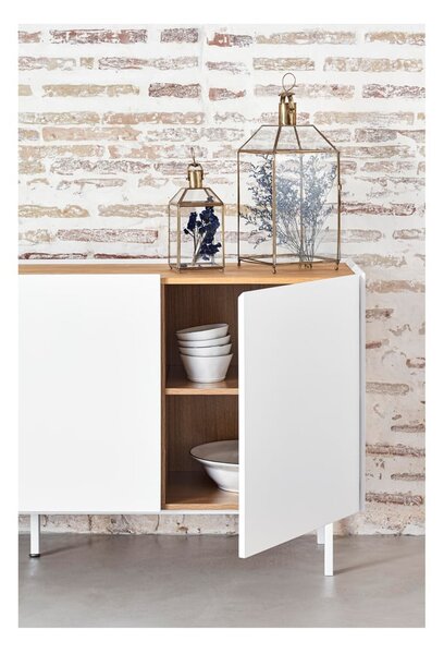 Cassettiera bassa in rovere decorata in bianco e naturale 165x78 cm Arista - Teulat