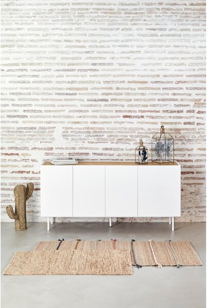Cassettiera bassa in rovere decorata in bianco e naturale 165x78 cm Arista - Teulat