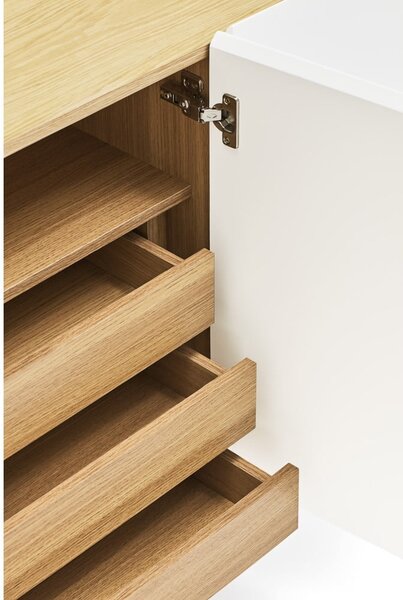 Cassettiera bassa in rovere decorata in bianco e naturale 165x78 cm Arista - Teulat
