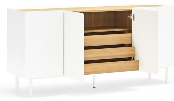 Cassettiera bassa in rovere decorata in bianco e naturale 165x78 cm Arista - Teulat