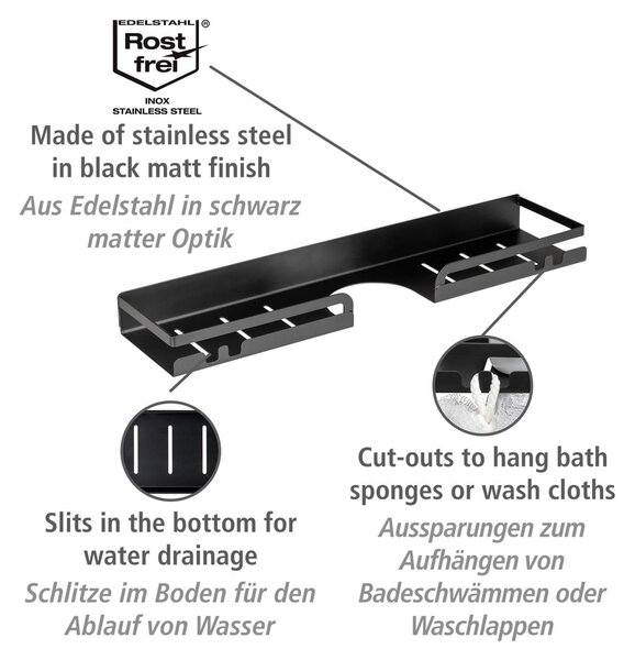 Mensola da bagno autoportante in acciaio inox nero Altarella - Wenko