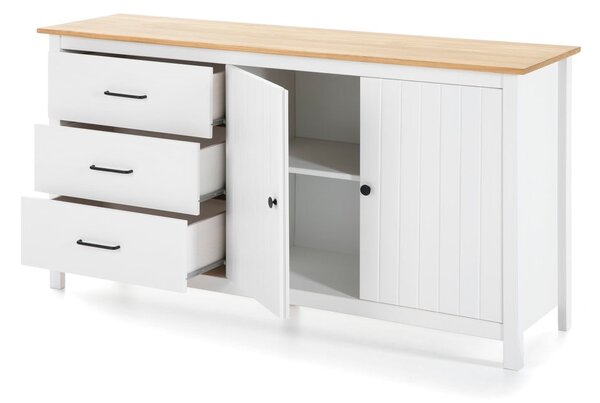 Cassettiera bassa bianca in legno di pino 150x80 cm Miranda - Marckeric