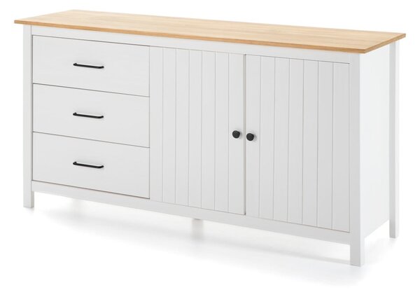 Cassettiera bassa bianca in legno di pino 150x80 cm Miranda - Marckeric