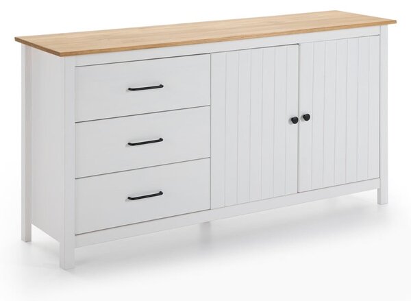 Cassettiera bassa bianca in legno di pino 150x80 cm Miranda - Marckeric