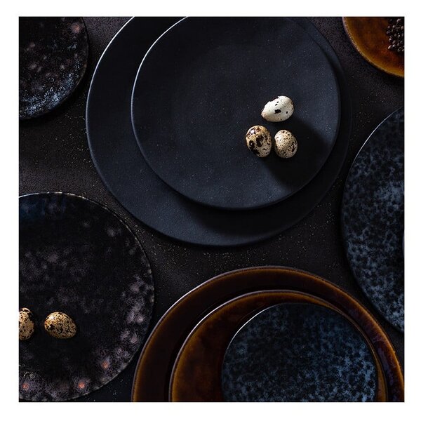 Piatto da dessert in gres nero e grigio ø 22 cm Roda - Costa Nova